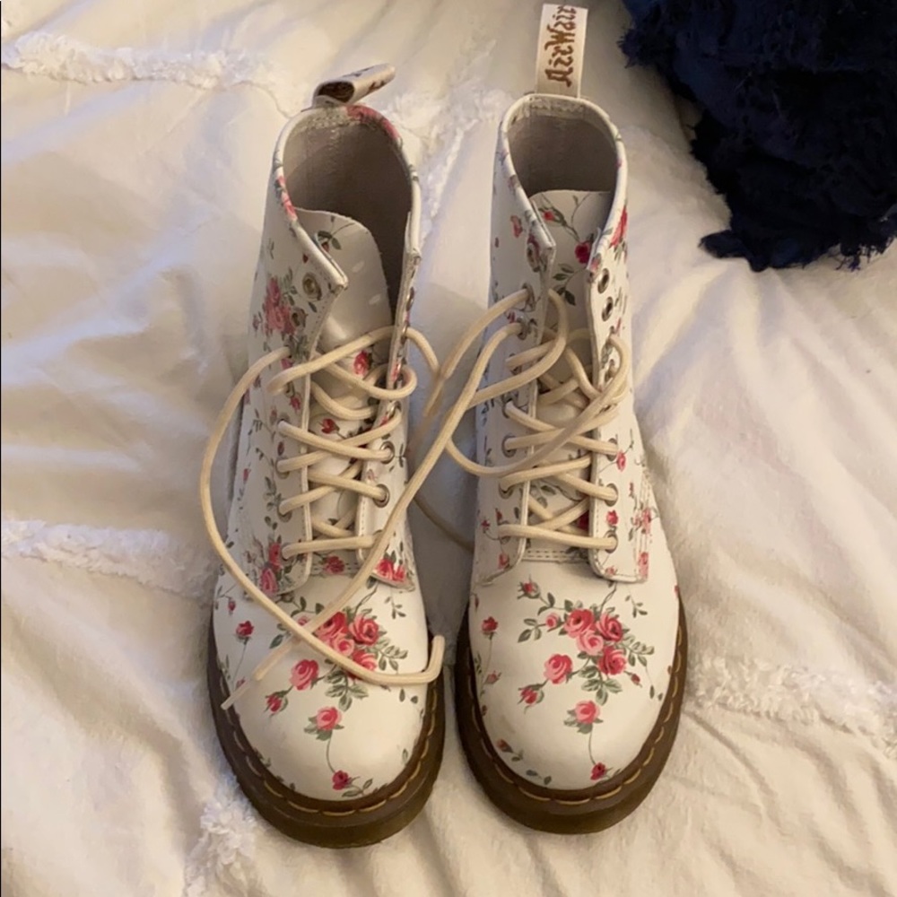 Pink floral Dr. Martens boots